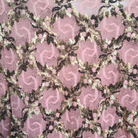 Fashion Bug Pink Textured 3/4 Sleeve Mesh Fairygrunge Whimsical Shirt Size 3XL - Picture 4 of 6